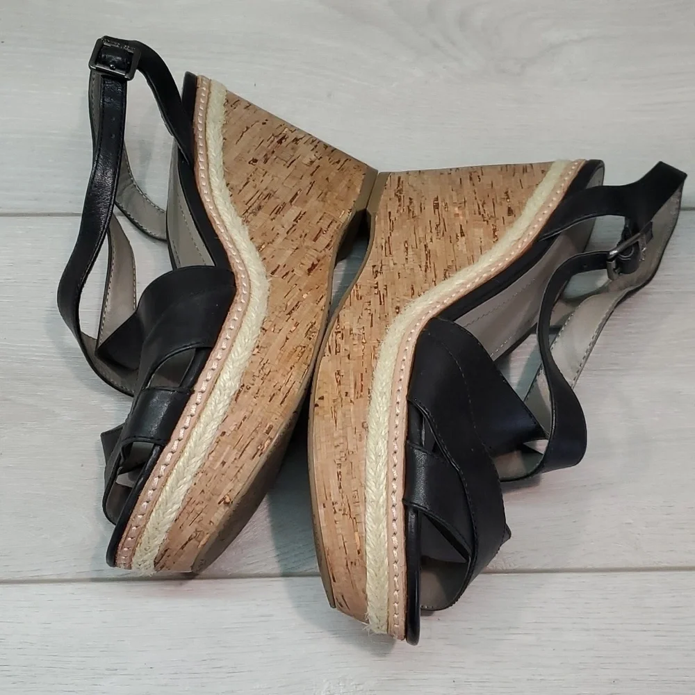 NEW Vince Camuto Women Rina Ankle Leather Cork Wedge Sandals shoes sz 8.5 B